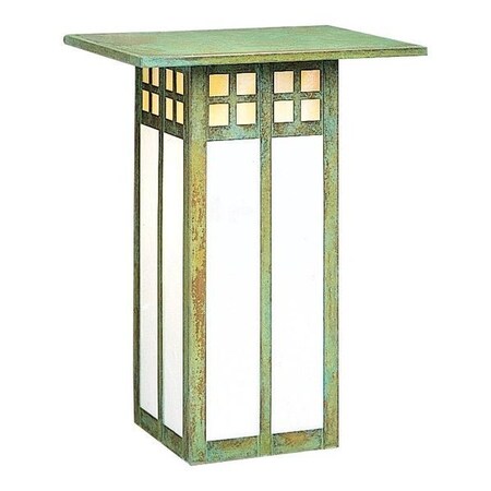 Arroyo Craftsman 9" Glasgow Long Body Flush Wall Mount, Raw Copper, Gold White Iridescent Glass GW-9LCS-RC